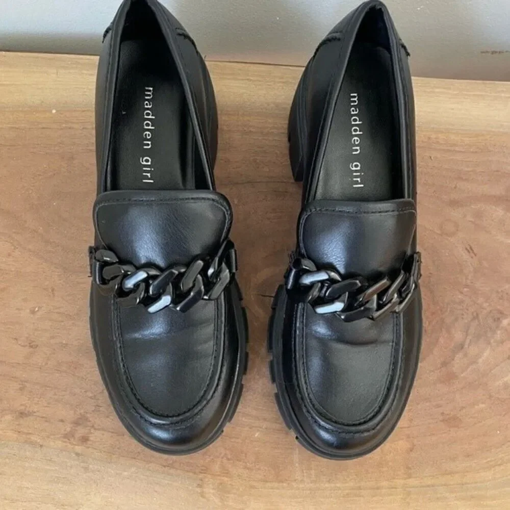 Madden Girl shoes womens black Hastings Platform Casual block heel Shoe size 7